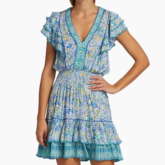 Poupette St Barth Camila Floral Ruffled Minidress New - Picture 3 of 9